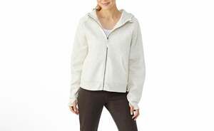 Jockey Mixed Rib Cozy Large Hoodie Soft Oversized Full Zip Silver Heather Gray
